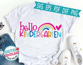 Teacher Svg Hello Kindergarten Design. Back to School Svg Eps Dxf Pdf ...