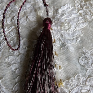 1 Beaded and Fringe Tassel for Journals and Junk Journals ,  Antique Furniture, Curtain Tassel, and key Tassel  Cranberry and Mauve