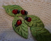 4 Glass Ladybug Beads - lampwork