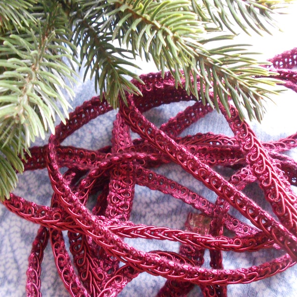 1 Yard  Cranberry Gimp Braid Trim  1/2  inch