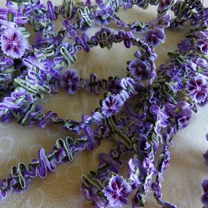 1 Yard  Stunning Rococo Flower Trim 1/2" wide  Purple * Last 10 yards*  ITEM DISCONTINUED