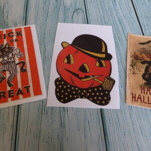 3- 2 1/2 x 3 inch Images Printed on Fusible Cotton Fabric   Embellishment- Halloween!