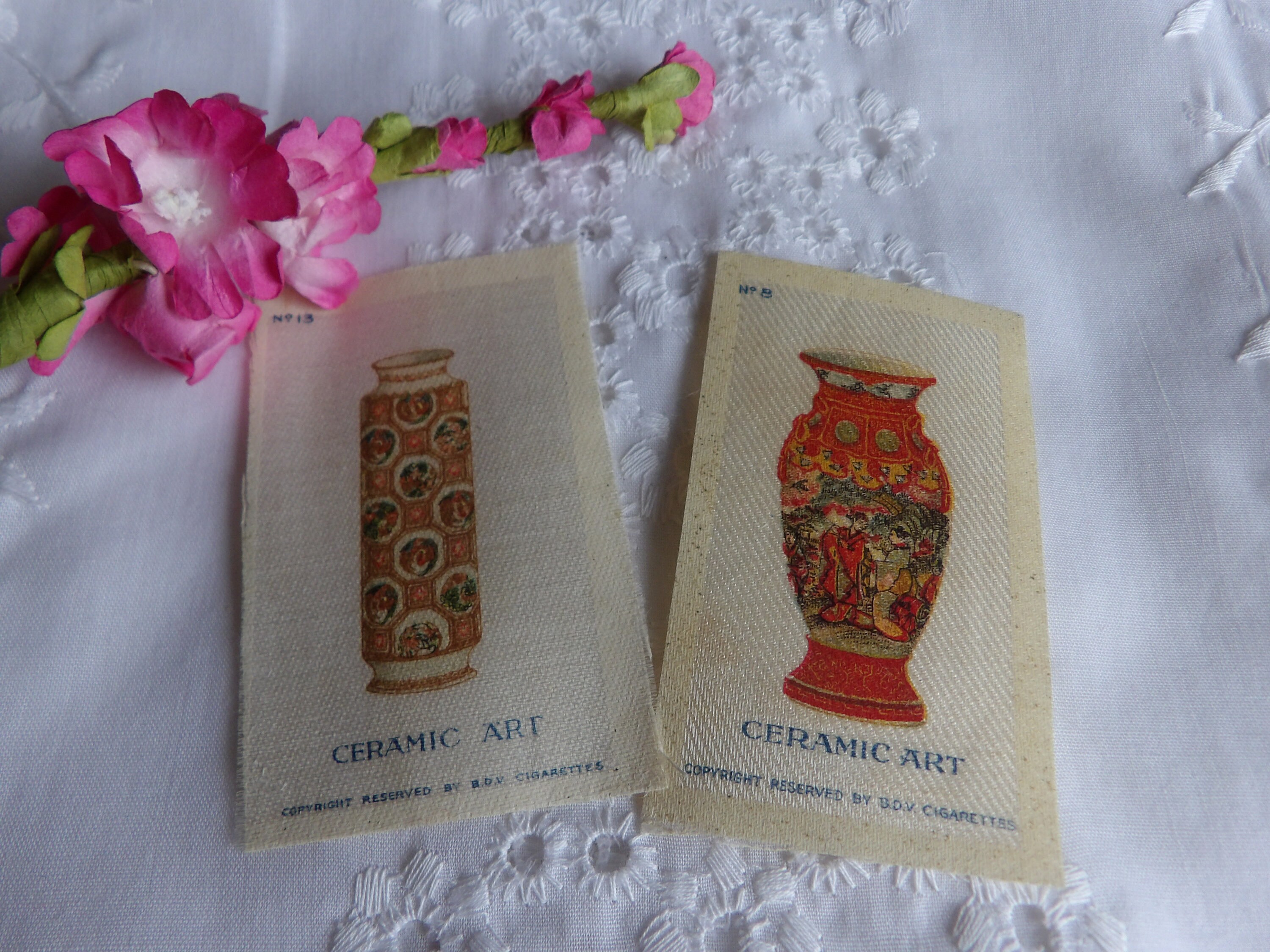 silk cut cigarette cards Vintage Silk Cigarette Cards, Ceramic Art Series, 1925 (Set of 2)