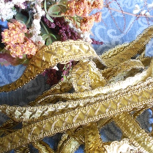 1 Yard 5/8" Gold on Gold Metallic  Braid Trim