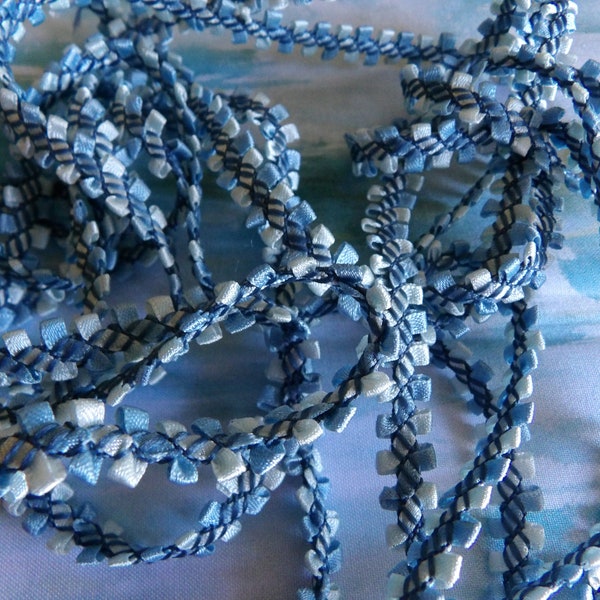 Blue Rococo Ribbon Trim: Elegant Satin Silk Look (1/4" Wide)
