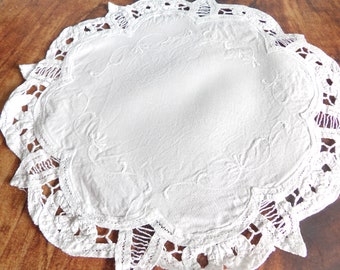 1  Battenburg Lace Table Doily Round 11 Inches Cotton