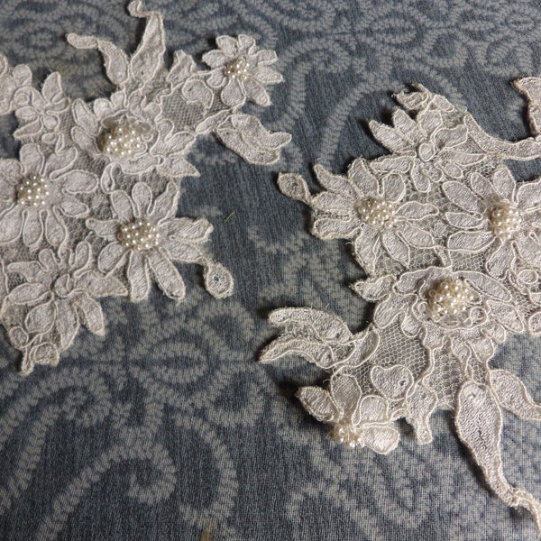 2 Pcs. Vintage Bridal Lace Perfect for Crazy Quilting, scrap booking, junk journal, and Quilt  Embellishment