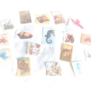 Under the Sea Postage Stamp Images: Fusible Cotton Fabric Embellishments