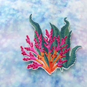 1 Iron On Seaweed and Coral Orange/Blue Green 3 1/2"X 4"