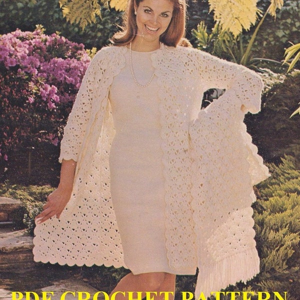 Crochet Ladies Shell Coat, Suit & Scarf Pattern Set #KC0982, Advanced Skill Level, Crochet PDF DIGITAL Pattern
