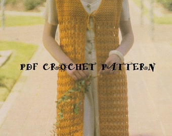 Crochet Ladies Very Long Mesh Vest Pattern #KC0607, Intermediate Skill Level, Crochet PDF Digital Pattern