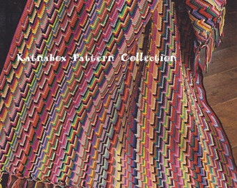 Crochet "Color-Chrome Narrow Steps" Afghan Pattern #KC0846, Intermediate Skill Level, Crochet PDF Digital Pattern