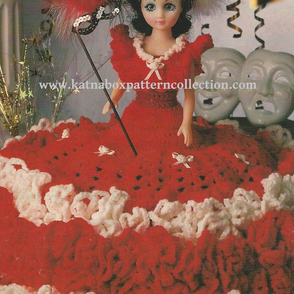 Crochet "Masquerade Ball Gown" Collectable 15" Doll Dress Pattern #KC1796, Advanced Skill Level, Crochet PDF Digital Pattern