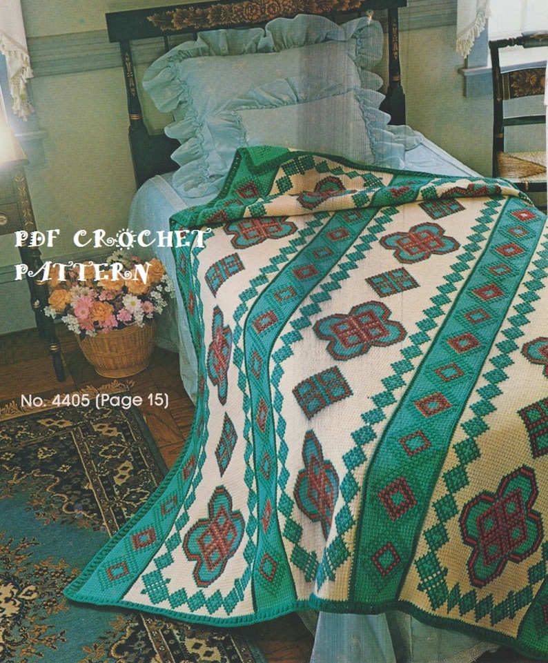 Crochet Navajo Afghan Pattern KC0065 Intermediate Skill Etsy