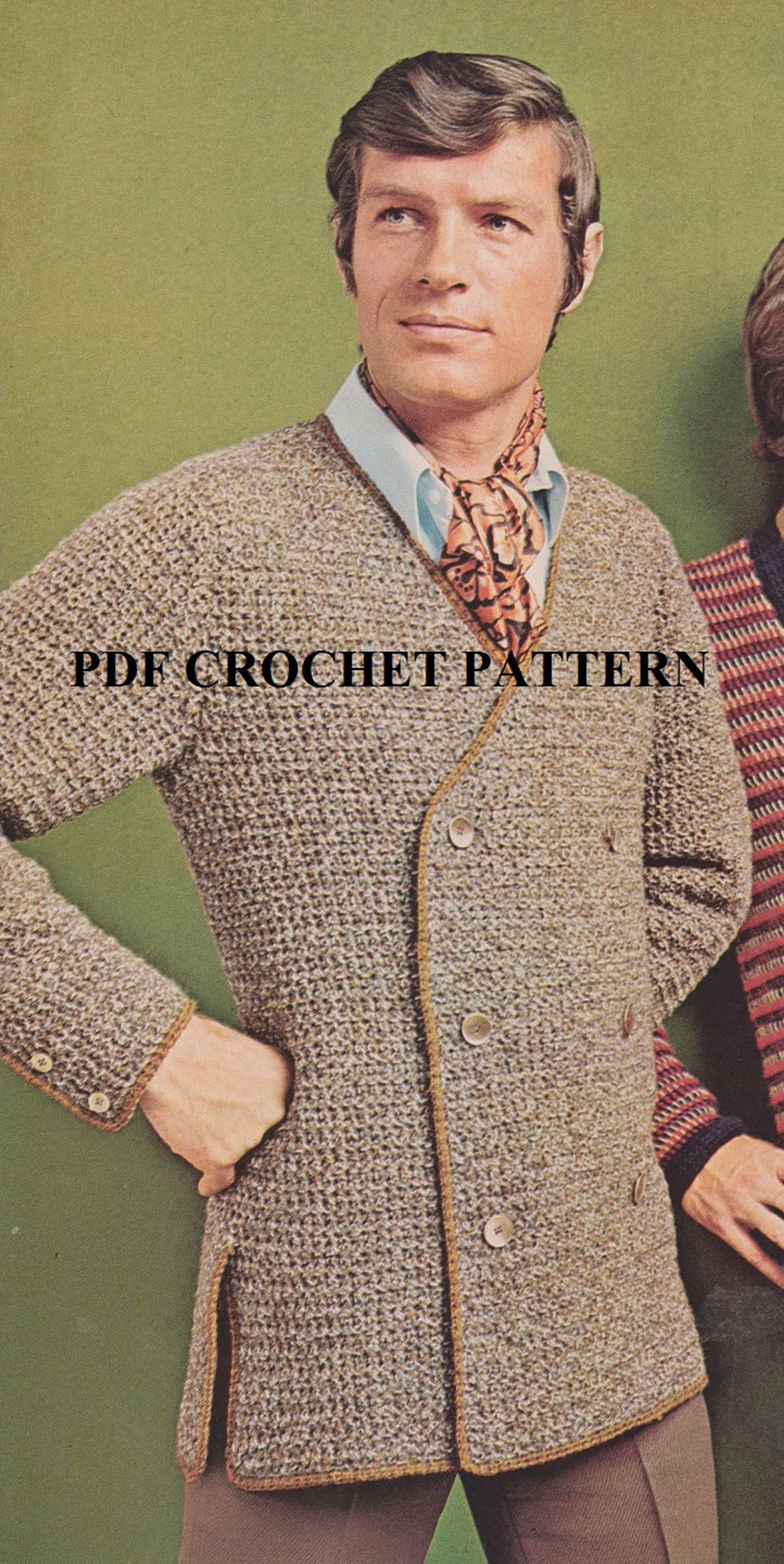 Crochet Mens Tweed Jacket Pattern KC0266 Intermediate Skill | Etsy