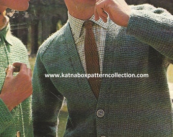 Crochet Men's Tunisian Stitch Cardigan Pattern #KC1851, Advanced Skill Level, Crochet PDF Pattern