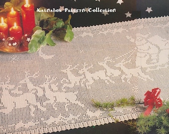 Crochet "Night Before Christmas" Table Runner Pattern #KC0998, Intermediate Skill Level, Crochet PDF DIGITAL Pattern