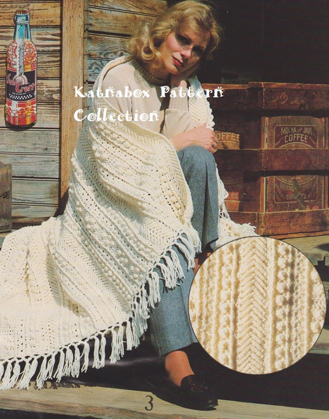 Crochet Aran Isle Afghan Pattern KC0446 Intermediate Skill Etsy