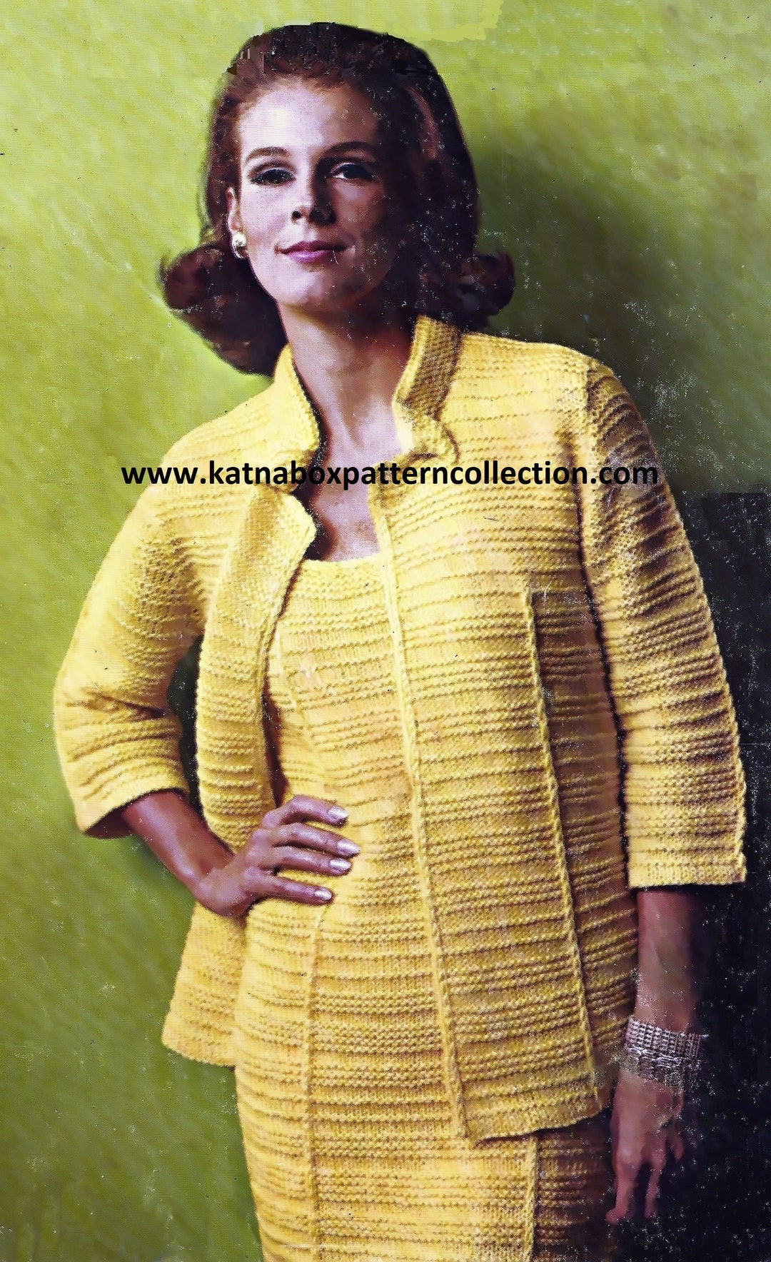 Knit Ladies' yellow Dress & Jacket Ensemble Etsy