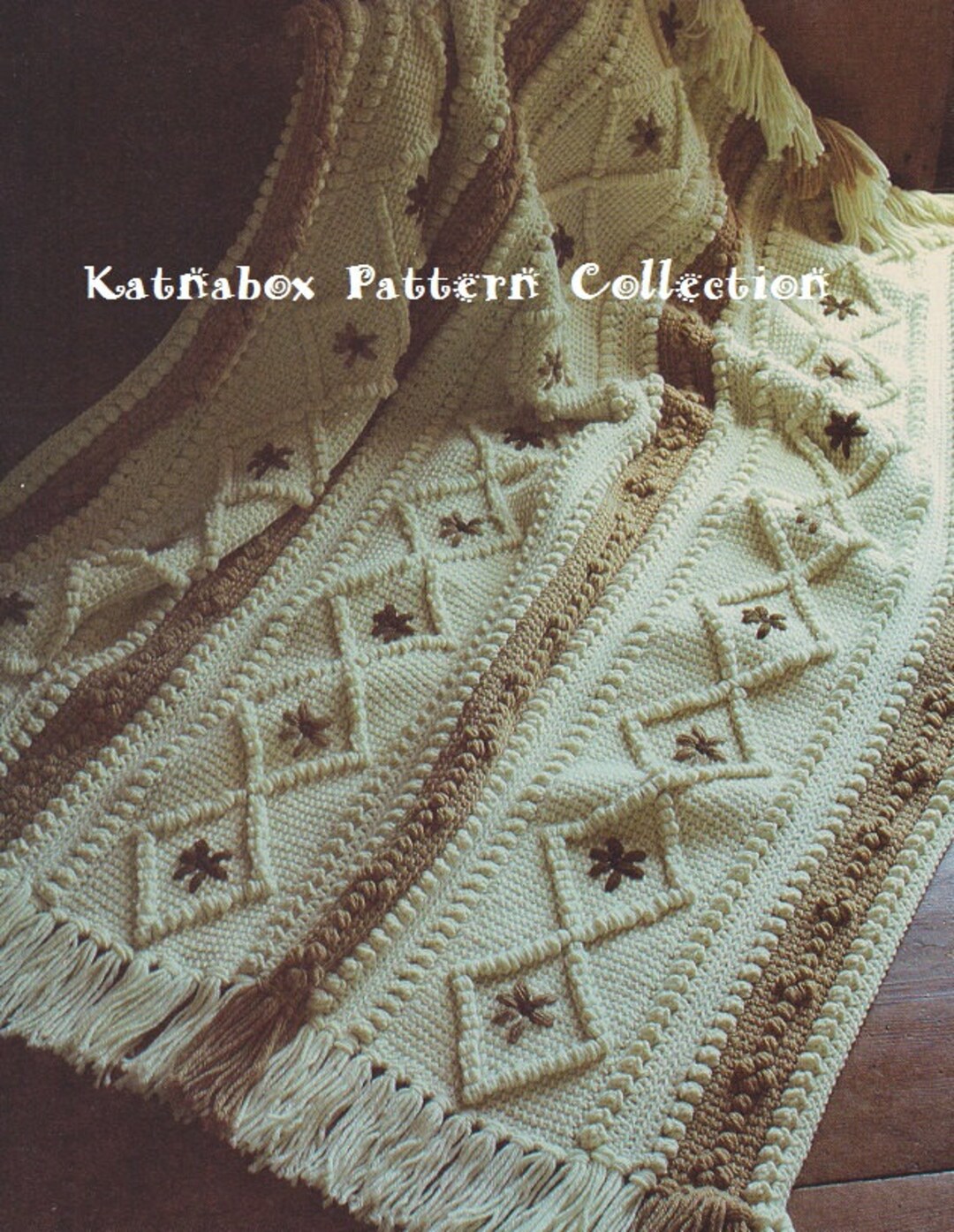 Crochet flower Diamonds Afghan Pattern KC0764, Advanced Skill Level