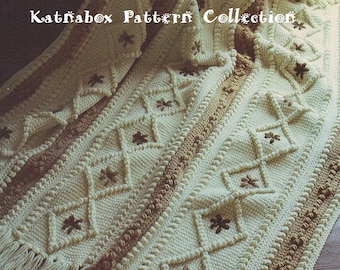 Crochet "Flower Diamonds" Afghan Pattern #KC0764, Advanced Skill Level, Crochet PDF Digital Pattern