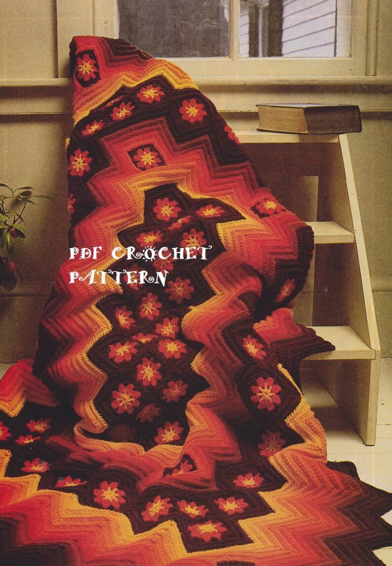 Crochet Granny Square Ripple Afghan Pattern KC0450 Advanced Etsy