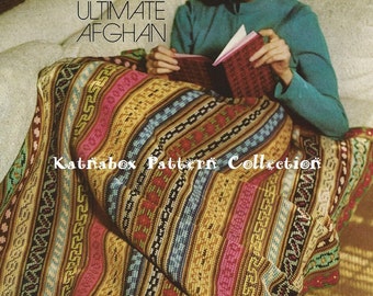 Crochet Border Mozaic Afghan Pattern #KC0228, Intermediate Skill Level, Crochet PDF Digital Pattern