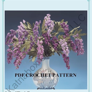 Wisteria Blumen Blumenarrangement Häkelmuster # KC0386, PDF Digitales Häkelmuster