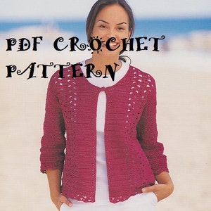 Crochet Ladies Openwork Cardigan Pattern #KC0135, Intermediate Skill Level, Crochet PDF Digital Pattern