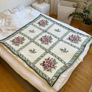 Rose Afghan Tunisian Crochet PDF (Digital) Pattern, Advanced Skill Level