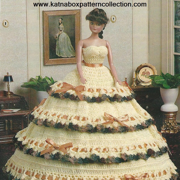 Crochet Fashion Doll Clothing "Autumn Ball Gown" Pattern #KC1605, Intermediate Skill Level, Crochet PDF DIGITAL Pattern