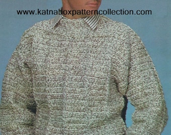 Crochet Mens Ragglan Sweater Pattern #KC1611, Advanced Skill Level, PDF Crochet Pattern