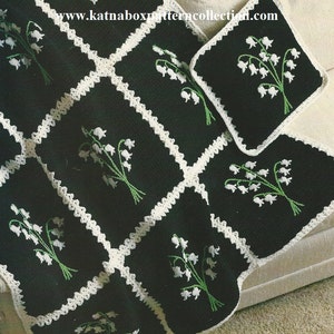Crochet Lily Of The Valley Afghan Pattern #KC1082, Intermediate Skill Level, Crochet PDF Digital Pattern