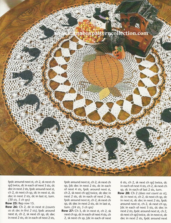 Crochet black Cat Doily Pattern KC1814 Advanced Etsy