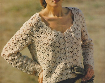 Crochet Ladies Safari Cardigan Pattern #KC0131, Intermediate Skill Level, Crochet PDF DIGITAL Pattern