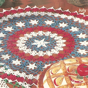 Crochet &quot;Fourth of July Dazzler&quot; Doily Pattern KC1833, Intermediate Skill Level, Crochet PDF Digital Pattern