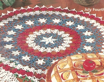 Crochet "Fourth of July Dazzler" Napperon Motif KC1833, Niveau de compétence intermédiaire, Crochet PDF Modèle numérique