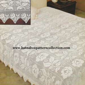 Crochet "Bed of Roses" Bedspread Pattern #KC1747, Advanced Skill Level, Crochet PDF Digital Pattern