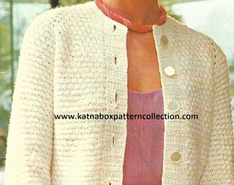 Crochet Ladies Tunisian Stitch Cardigan Pattern #KC1847, Advanced Skill Level, Crochet PDF Pattern