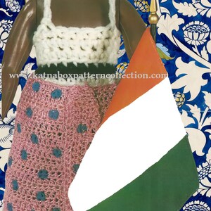 Crochet &quot;Miss Ivory Coast&quot; 13&quot; Doll Dress Pattern #KC1798, Easy Skill Level, Crochet PDF DIGITAL Pattern