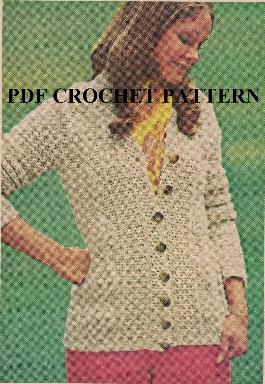 Crochet Ladies Aran Cardigan Pattern KC1335 Advanced Skill Etsy