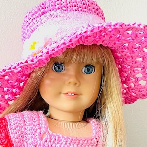 Crochet 18 Inch Doll Wide Brim Spring Hat Crochet Pattern #KC1892, Easy Skill Level, PDF Crochet DIGITAL Pattern