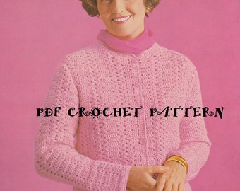 Crochet Ladies Shell Striped Cardigan Pattern #KC0819, Advanced Skill Level, Crochet PDF Pattern