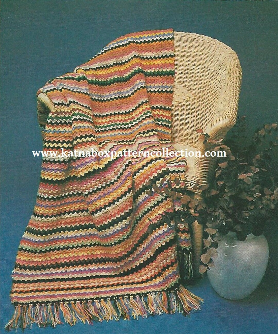Crochet ric Rac Afghan Pattern KC1693, Beginner Skill Level, Crochet