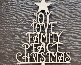 Joy, Love, Peace, Believe, Christmas Ornament, Family Ornament, Tree ...