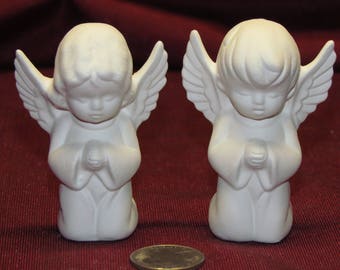Ceramic Bisque U-Paint Set Of 3 Shepherd Angel Christmas Ornaments Unpainted Ready To Paint DIY Angel Ornament
