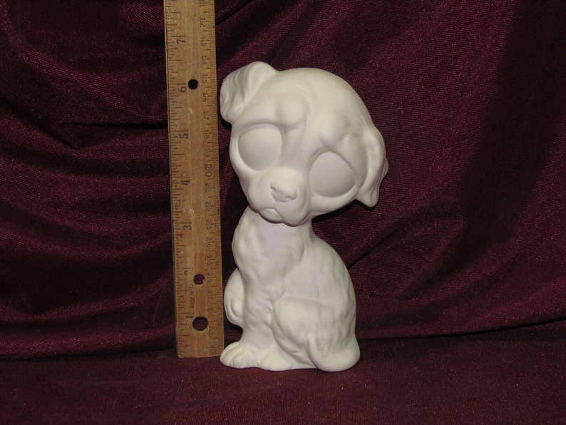 Ceramic Bisque Big Eye Eyed Dog U-Paint Ready to Paint DIY Unpainted Puppy Bug Eye Canine