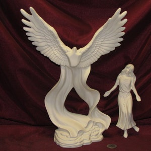 Ceramic Bisque U-Paint Nativity Angel with Small Wing Stand ~ Clay Magic Unpainted Ready To Paint DIY