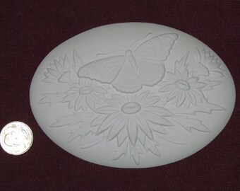 Ceramic Bisque U-Paint Set Of 2 Dona's Seasons Inserts - Butterfly And Daisies Unpainted Ready To Paint DIY Flower