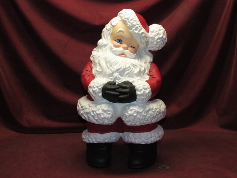 Ceramic Bisque Large Winking Vintage Santa Claus Hand Painted Etsy